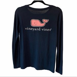 Vineyard Vines Navy Long-Sleeve Tee Pink Whale